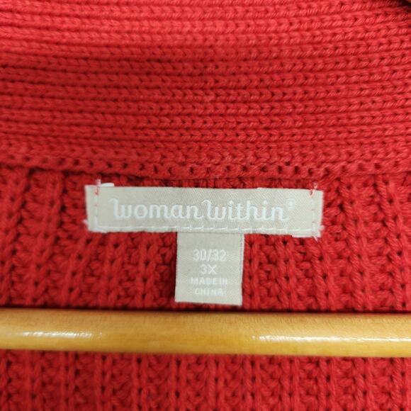 Woman Within Cardigan Sweater Womens Plus Size 3X Red V Neck Casual - Picture 3 of 13